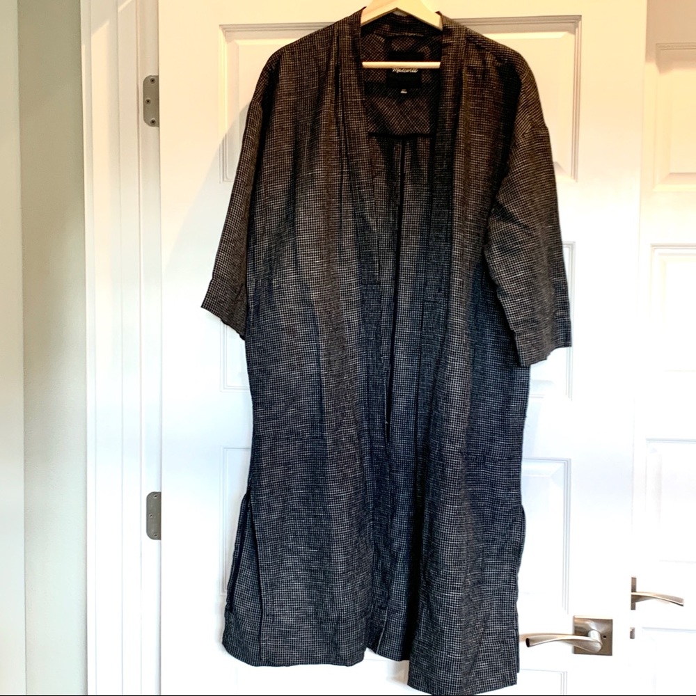 Madewell Long Robe Jacket in Grid Pattern